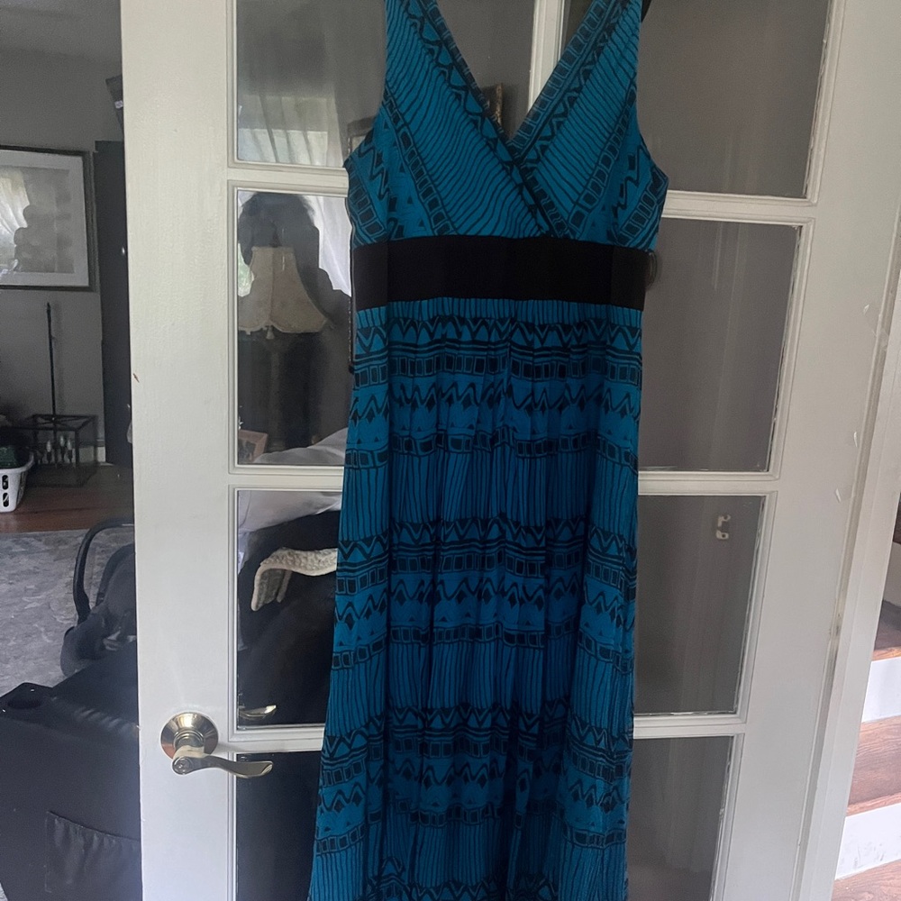 Robbie Bee Blue Ruched Wrap Maxi Sundress